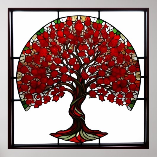 Glas-in-lood met een Boom Poster (Voorkant)