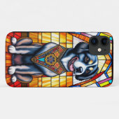 Glas in lood met een hondenportret Case-Mate iPhone case (Achterkant (horizontaal))