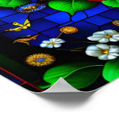 Glas in lood met kleurrijke bloemetjes poster (Hoek)