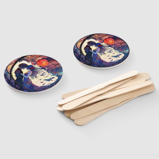 Glas in lood met paar ventilatoren handwaaier (Niet-gemonteerd)