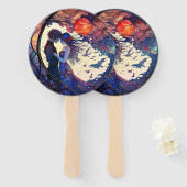 Glas in lood met paar ventilatoren handwaaier (Voorkant en achterkant)