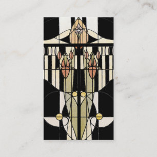 Glas in lood met profielkaart, zwart Visitekaartje