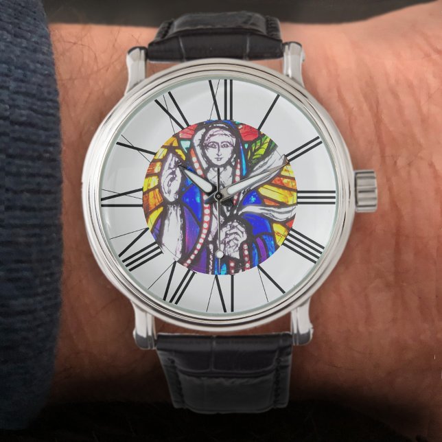 Glas in lood met Roman Ontwerp van Aantallen. Horloge (Creator heeft geüpload)