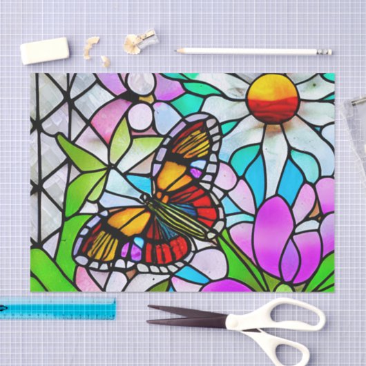  Glas in lood met vlindervloed ontkoppeling Tissuepapier (Craft)