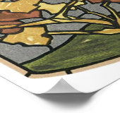 Glas in lood met vossen en druiven poster (Hoek)