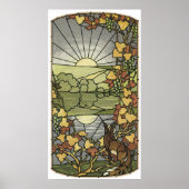 Glas in lood met vossen en druiven poster (Voorkant)