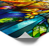 Glas in lood met Zonnebloem en Vlinder Poster (Hoek)