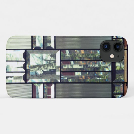 Glas in lood metallic look zilvergrijs zwart Case-Mate iPhone case (Achterkant (horizontaal))