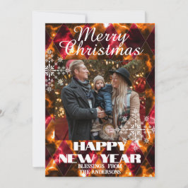 Glas-in-lood Mistig Foto Rood Goud Feestdagenkaart