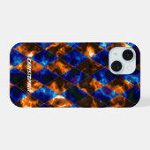 Glas in lood Misty Blue Gold iPhone 15 Case (Achterkant horizontaal)
