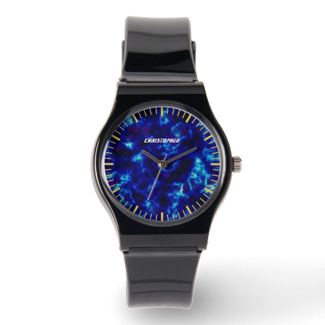 Glas in lood Misty Blue Horloge (Voorkant)