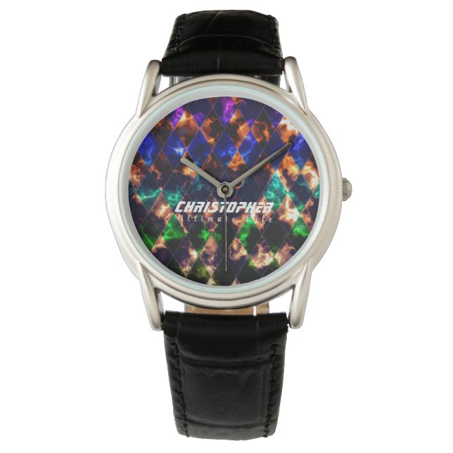 Glas in lood Misty Multicolors Horloge (Voorkant)