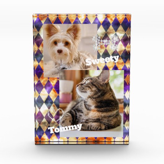 Glas in lood Misty Paarse Goud Fotoblokken (Voorkant)