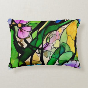 Glas in lood. Moderne bloemsierkunst. Accent Kussen