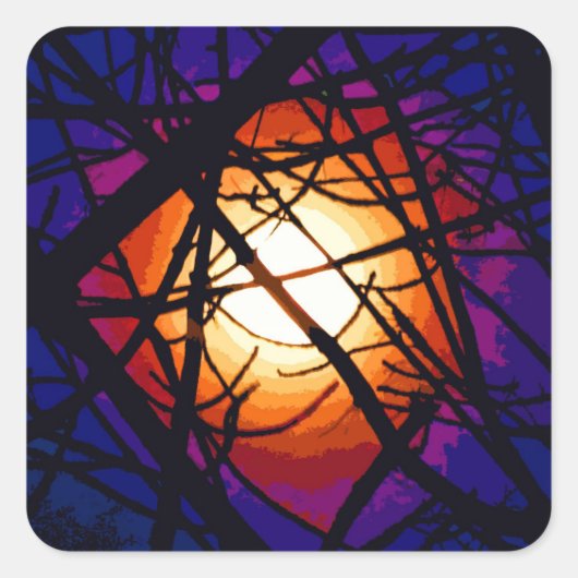Glas in lood Moon Abstract Vierkante Sticker (Voorkant)