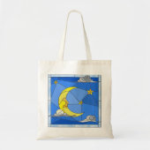 Glas in lood Moon, Stars en Clouds Canvas tas (Voorkant)