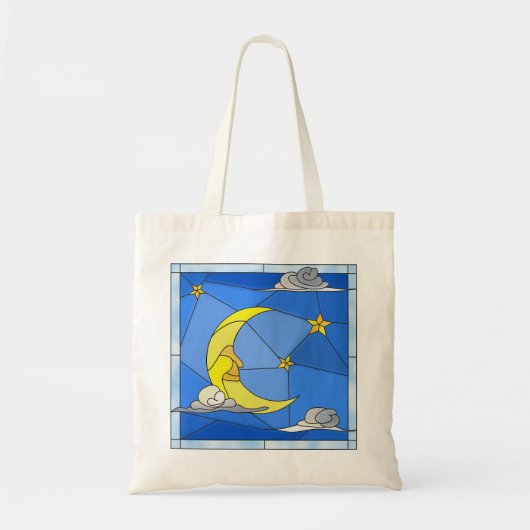 Glas in lood Moon, Stars en Clouds Canvas tas (Voorkant)
