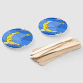 Glas in lood Moon, Stars en Clouds Hand Fan Handwaaier (Niet-gemonteerd)