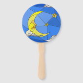 Glas in lood Moon, Stars en Clouds Hand Fan Handwaaier (Voorkant)