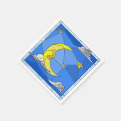 Glas in lood Moon, Stars en Clouds Paper Napkin Servet (Hoek)