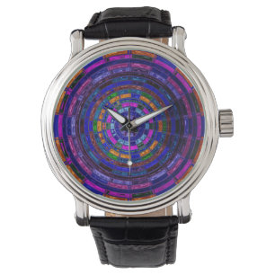 Glas in lood Mosaic Abstract Horloge