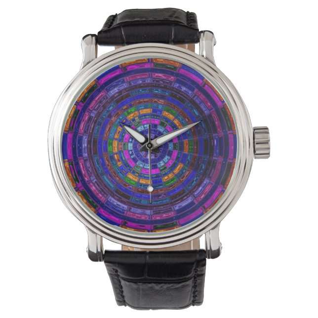 Glas in lood Mosaic Abstract Horloge (Voorkant)