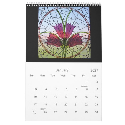 Glas in lood Mosaic Calendar Kalender (Jan 2027)