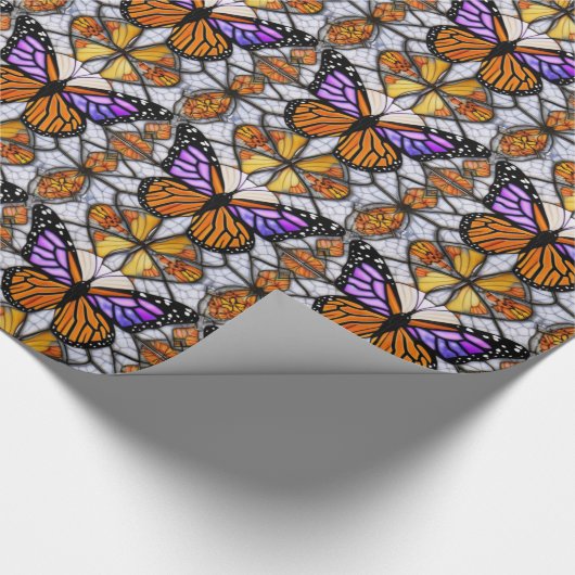Glas in lood Mosaic Fantasy AI Monarch Butterfly Cadeaupapier (Hoek)