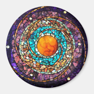 Glas in lood Mosaic Magnet "Celestial Clockwork"