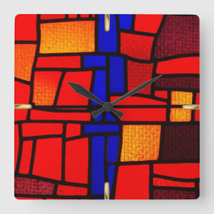Glas in lood Mosaic Vierkante Klok