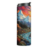 Glas in lood Mountain Uitzicht Tumbler Thermosbeker (Gedraaid links)