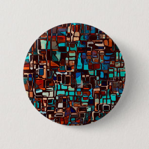Glas in lood mozaïek abstract ronde button 5,7 cm