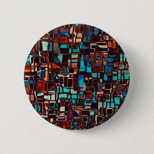 Glas in lood mozaïek abstract ronde button 5,7 cm (Voorkant)