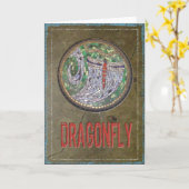 Glas in lood Mozaïek: Dragon Fly Kaart (Gele Bloem)
