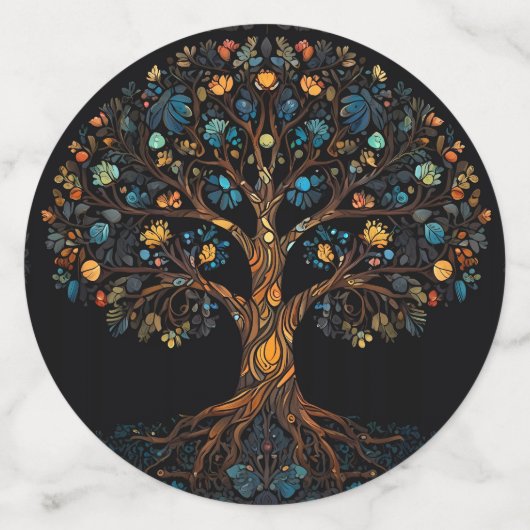 Glas in lood Mozaïek Kleurrijke Boom Confetti (Grote achterkant)