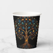 Glas in lood Mozaïek Kleurrijke Boom Papieren Bekers (Achterkant)