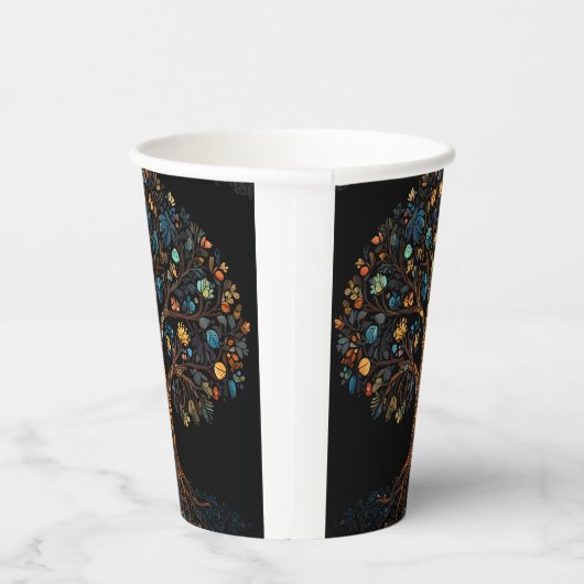 Glas in lood Mozaïek Kleurrijke Boom Papieren Bekers (Rechts)