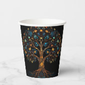 Glas in lood Mozaïek Kleurrijke Boom Papieren Bekers (Voorkant)