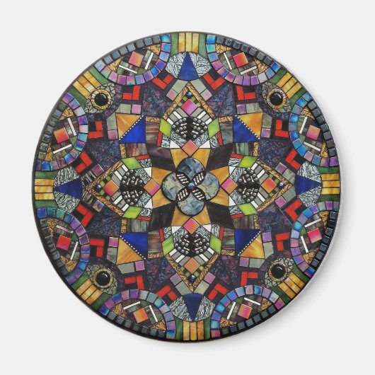 Glas in lood Mozaïek Mandala Magneet (Voorkant)