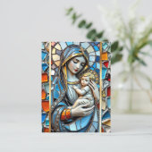 Glas in lood mozaïek | Maria en Jezus Kerstmis Briefkaart (Staand voorkant)