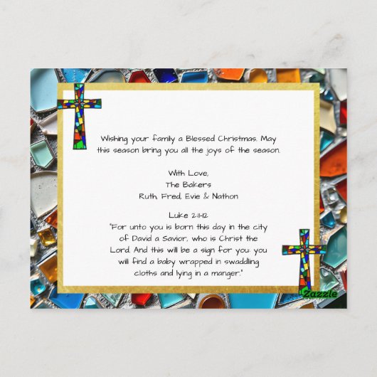 Glas in lood mozaïek | Maria en Jezus Kerstmis Briefkaart (Achterkant)