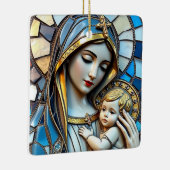 Glas in lood mozaïek | Maria en Jezus Kerstmis Keramisch Ornament (Rechts)