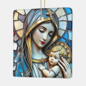 Glas in lood mozaïek | Maria en Jezus Kerstmis Keramisch Ornament (Links)