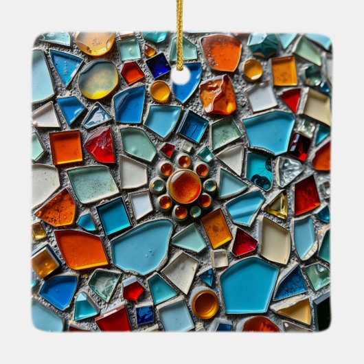 Glas in lood mozaïek | Maria en Jezus Kerstmis Keramisch Ornament (Achterkant)