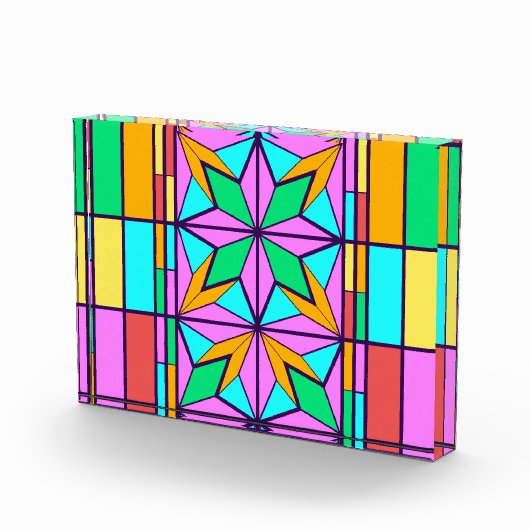 Glas in lood Mozaïek Mondriaan Stijl Fotoblokken (Rechts)