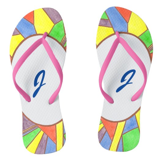 Glas-in-lood Mozaïek Monogram Flipflops Teenslippers (Voetbed)