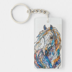 Glas-in-lood Mozaïek Paard Kunstwerk Sleutelhanger