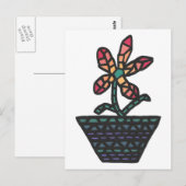 Glas in lood mozaïekbloem in pot, schilderij briefkaart (Voorkant / Achterkant)