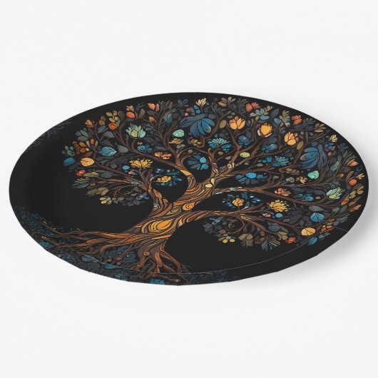 Glas in lood Mozaïekboom Papieren Bordje (Gekanteld)