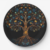 Glas in lood Mozaïekboom Papieren Bordje (Voorkant)